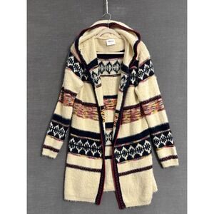 Callahan Knitwear Cardigan Sweater M Aztec Southwestern Hooded Longline Duster